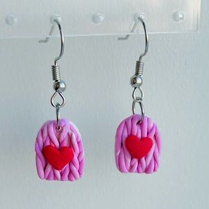 Pink and Red Heart Earrings